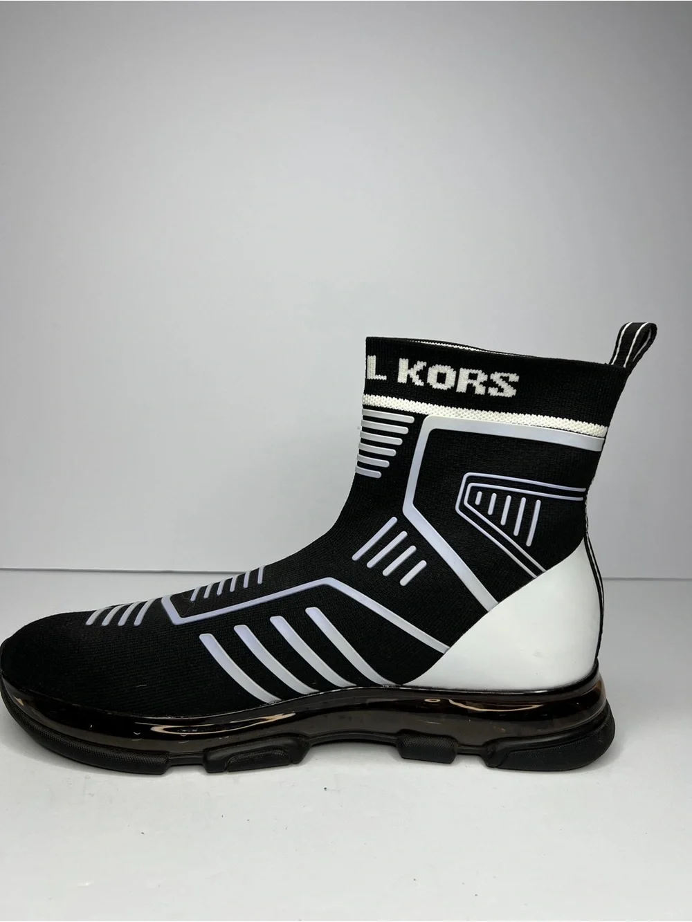 Michael Kors Skyler Black Knit Sock Sneaker Wedge Booties No Box